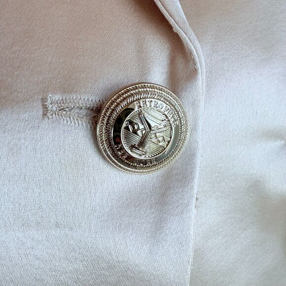 NWT Retrofête Silky Satin One Button Leo Blazer in Dusty Peach Pink Size Small - Picture 7 of 15